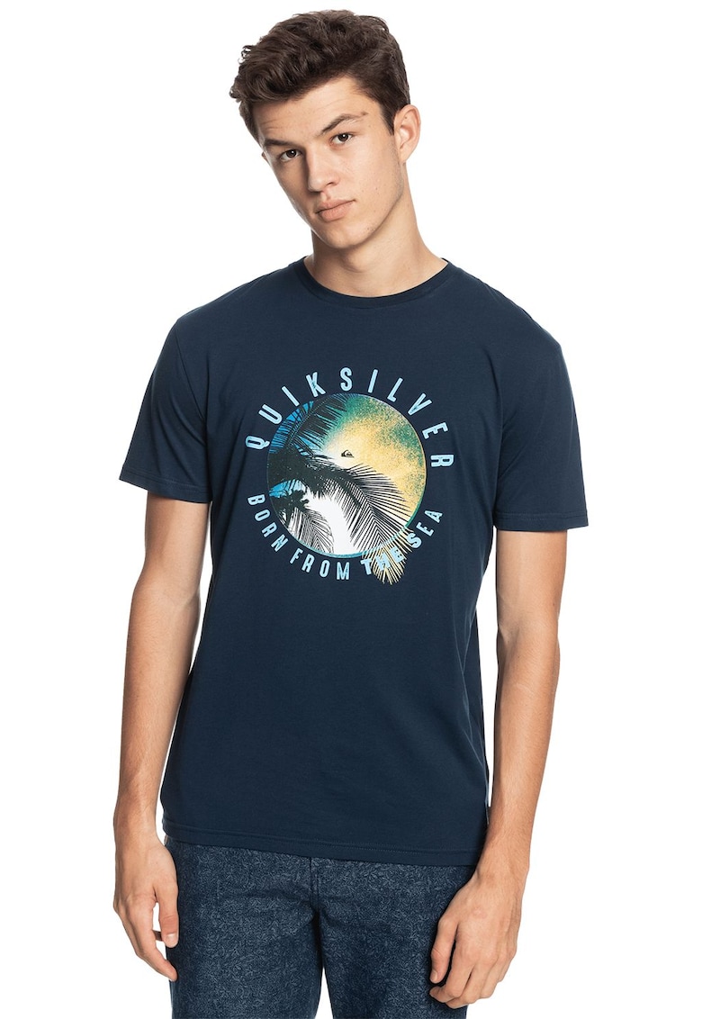 Tricou cu imprimeu logo si grafic - Negru
