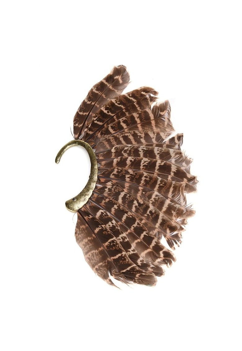 Cercel ear cuff - auriu - cu pene - Ritu C2 -