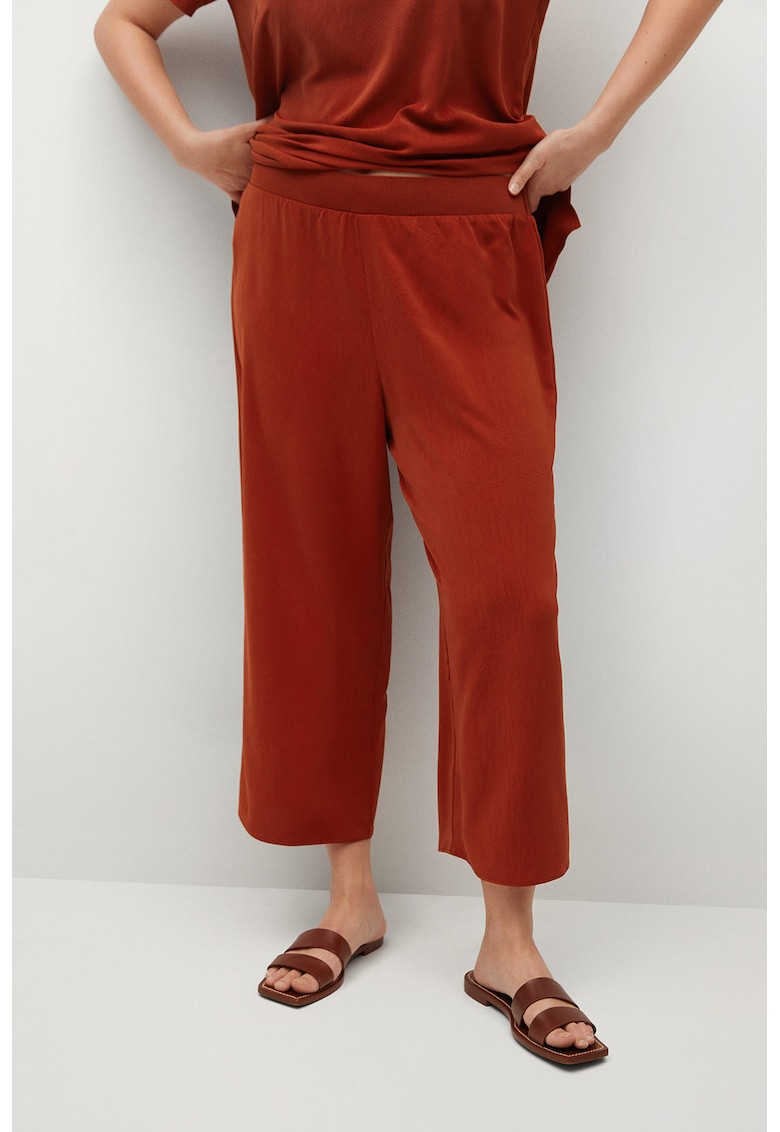 Pantaloni crop cu aspect sifonat Tulum fashiondays imagine noua