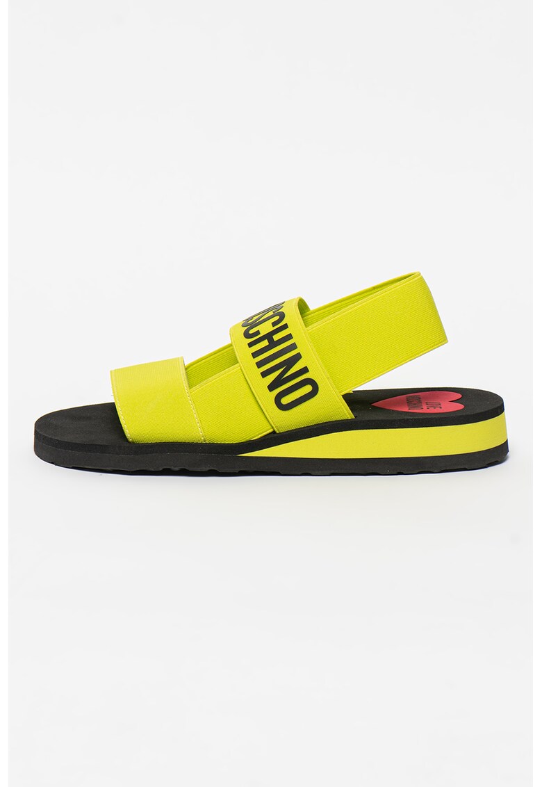 Sandale slingback cu aplicatie logo