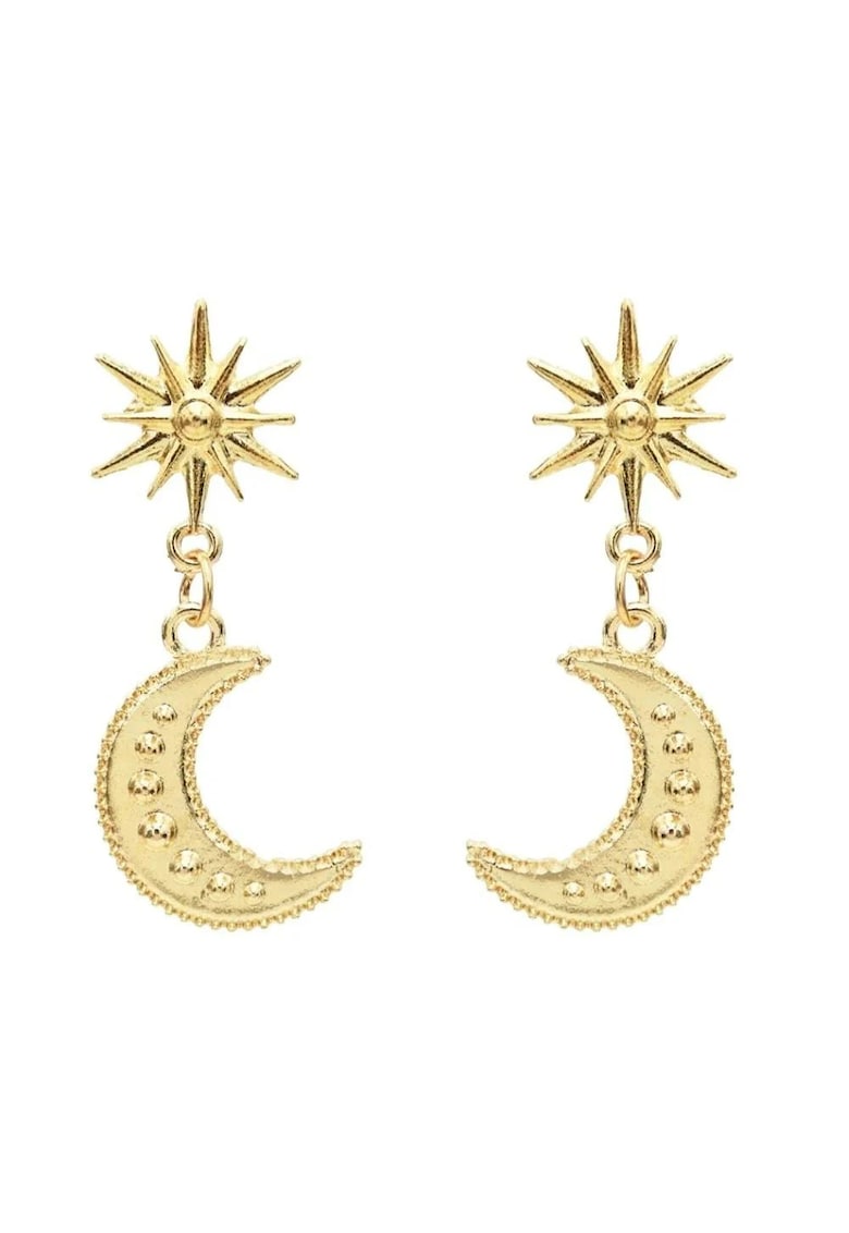 Cercei aurii - soare si semiluna - Rose C6 -