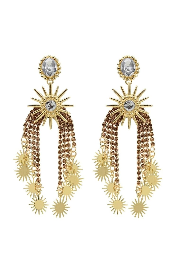 Cercei aurii - cu franjuri si pietre - Rosalita C6 -