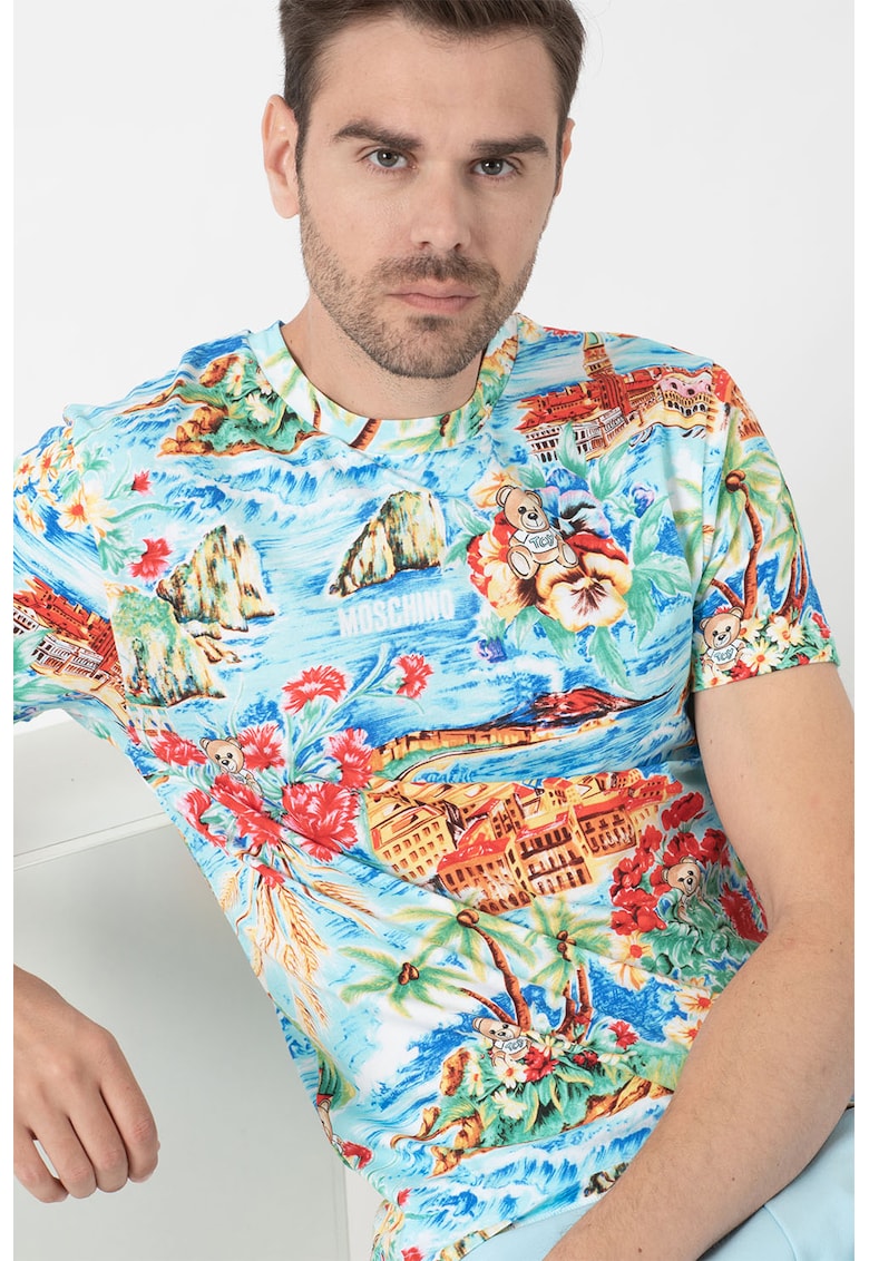 Tricou de plaja cu imprimeu tropical fashiondays.ro imagine noua gjx.ro