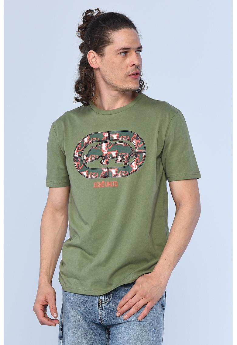 Tricou regular fit cu imprimeu logo Thane - Kaki