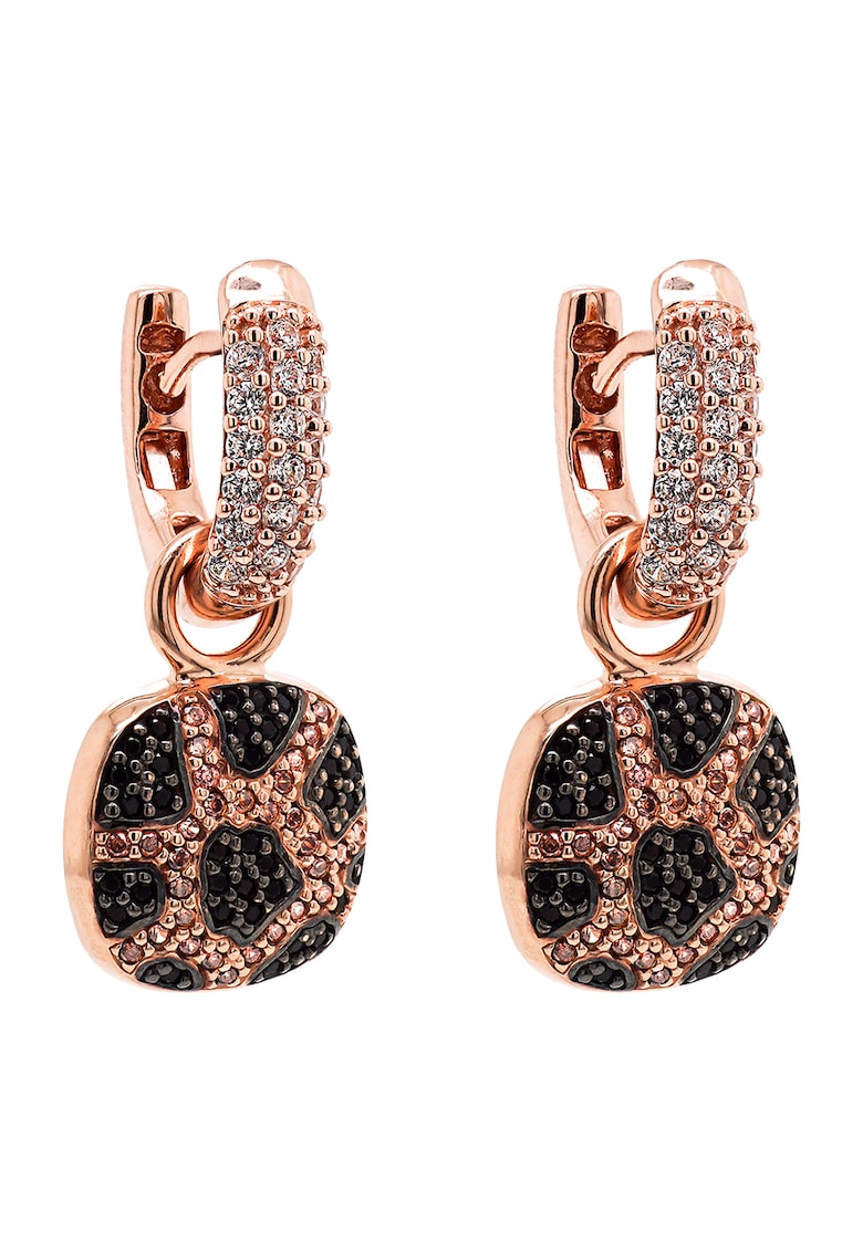Cercei drop placati cu aur de 18K si talismane cu model leopard fashiondays.ro imagine noua