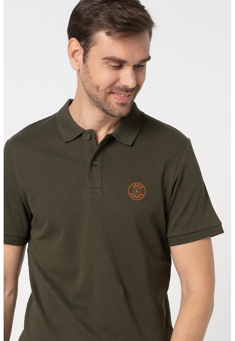 Tricou polo din jerseu de bumbac cu imprimeu logo discret