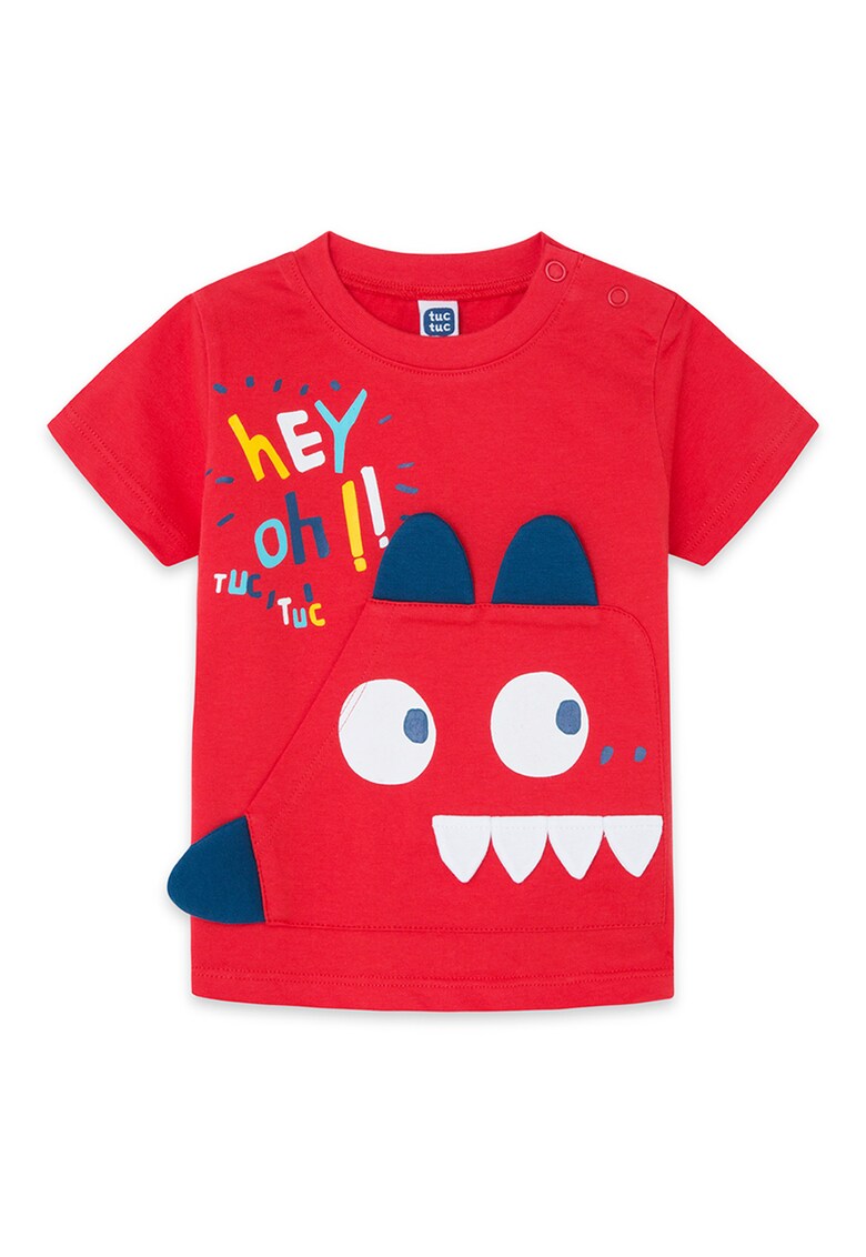 Tricou din jerseu cu decolteu la baza gatului