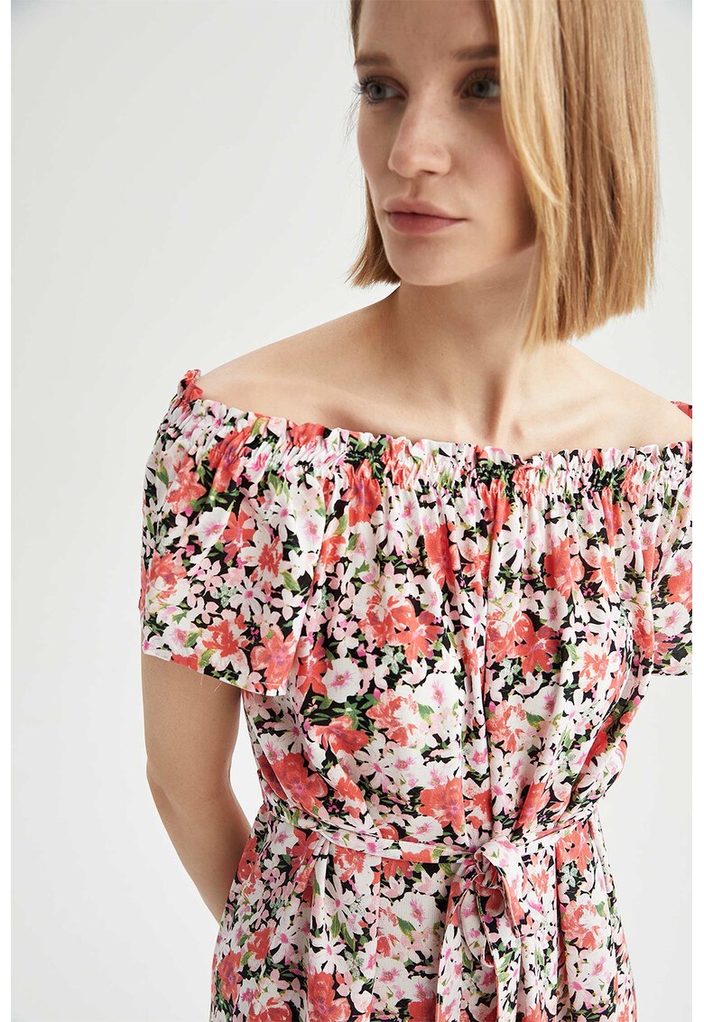 Rochie cu imprimeu cu decolteu pe umeri