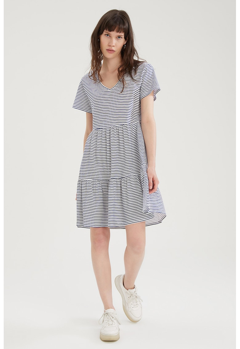 Rochie in dungi cu decolteu in V
