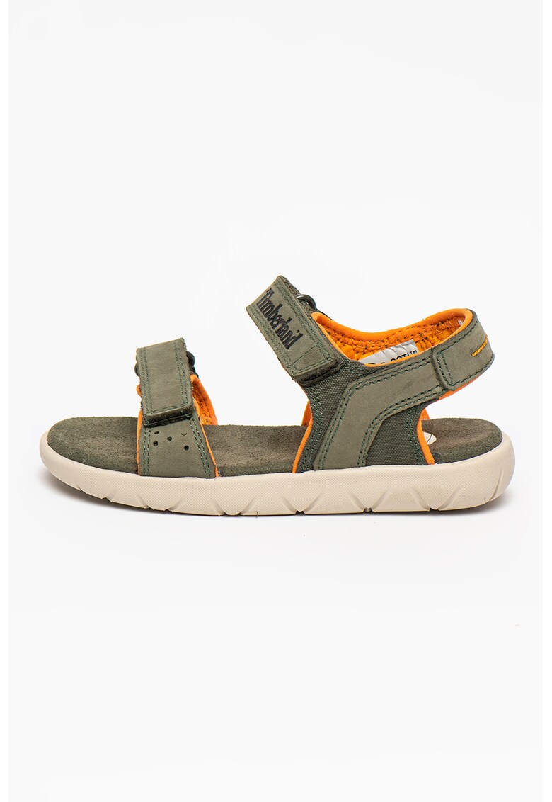 Sandale de piele nabuc si material textil cu velcro Nubble