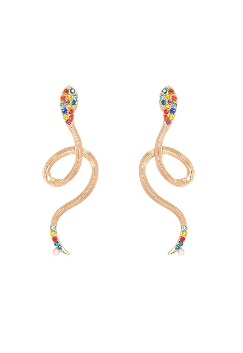 Cercei aurii - forma de sarpe - cu pietre - Salla C15 -