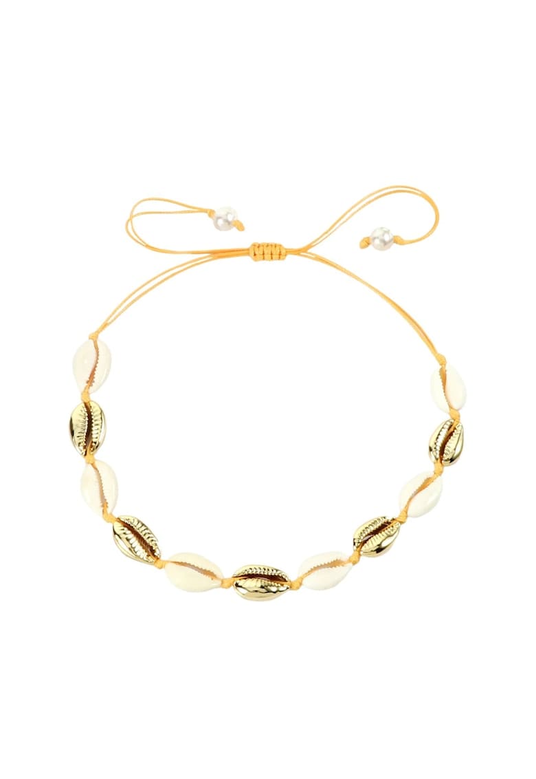 Colier cu scoici naturale si snur portocaliu - Samara C2 -