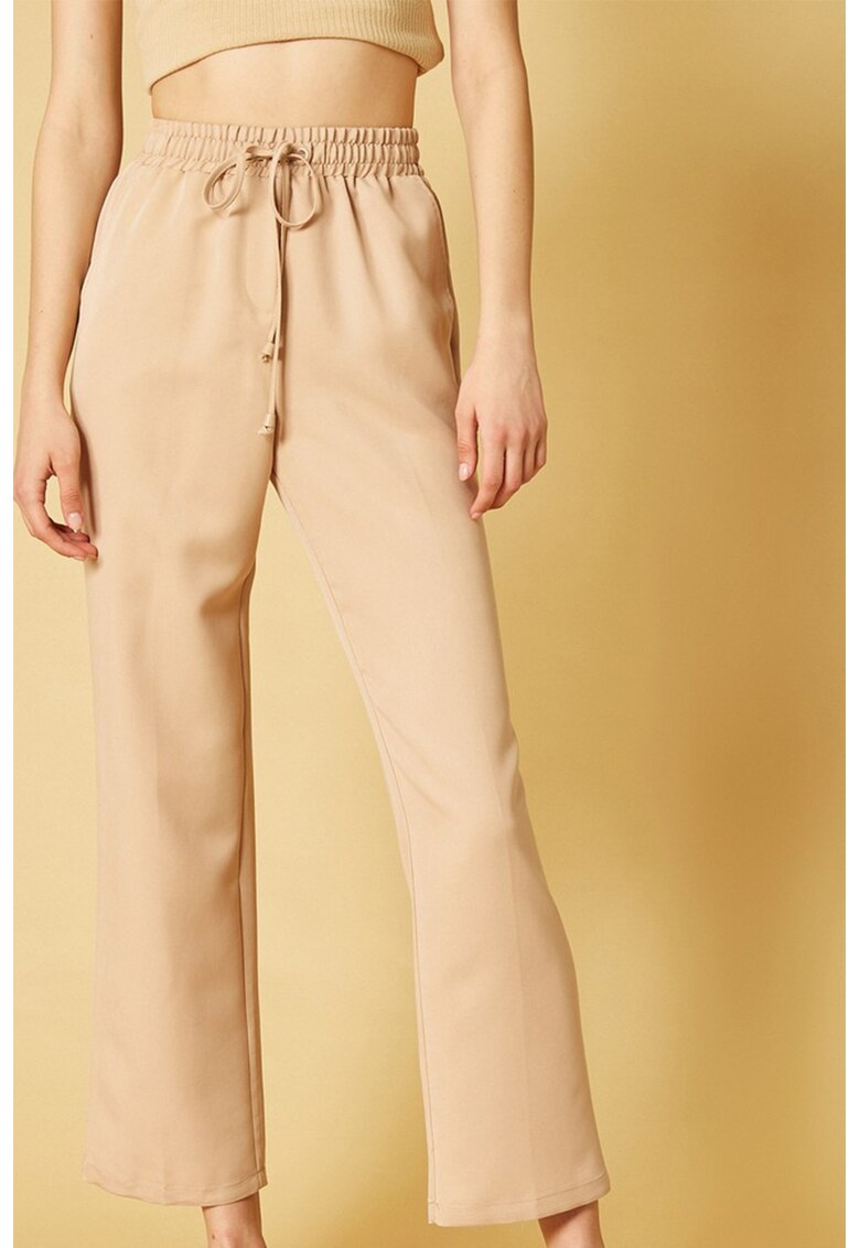 Pantaloni din amestec de modal cu talie inalta si snur fashiondays.ro imagine noua