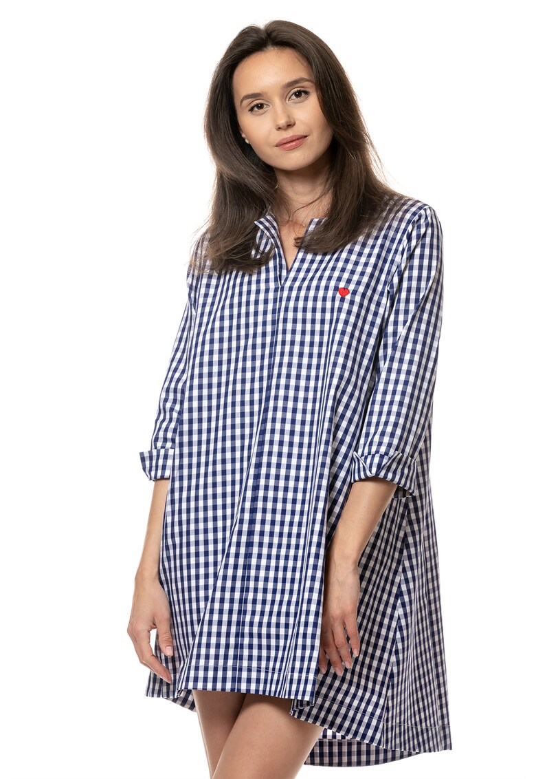 Rochie lejera in carouri cu maneci 3/4