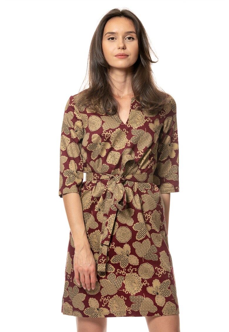 Rochie mini cu imprimeu si prindere cu cordon