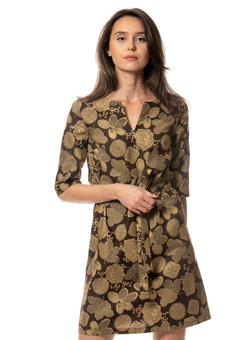 Rochie mini cu imprimeu si decolteu in V