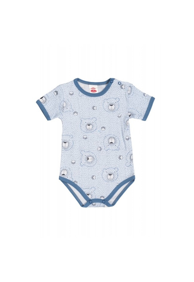 Body Pentru Bebelusi - Colectia Teddy Smile - Capse - Animale - Bumbac - Baieti - Albastru - Albastru