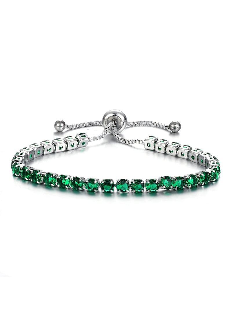 Bratara tennis - argintie - cu pietre verzi - Sebastiane C1 -