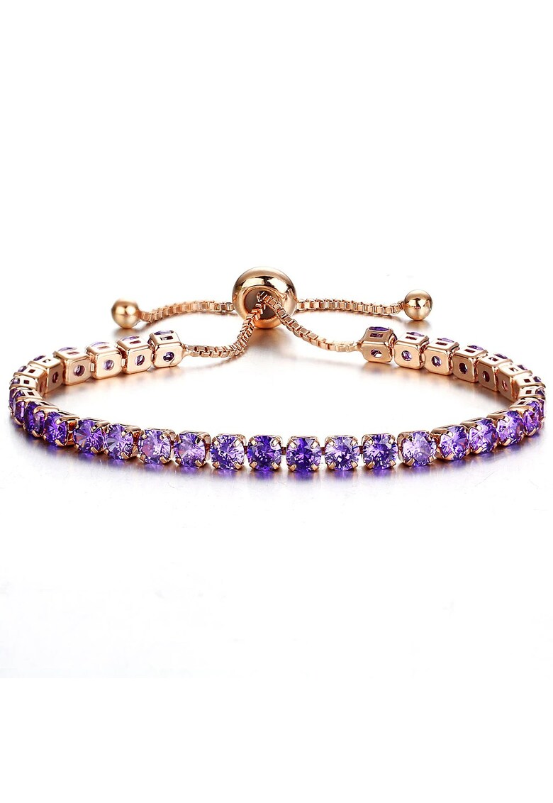 Bratara tennis - aurie - cu pietre mov - Sebbor C1 -