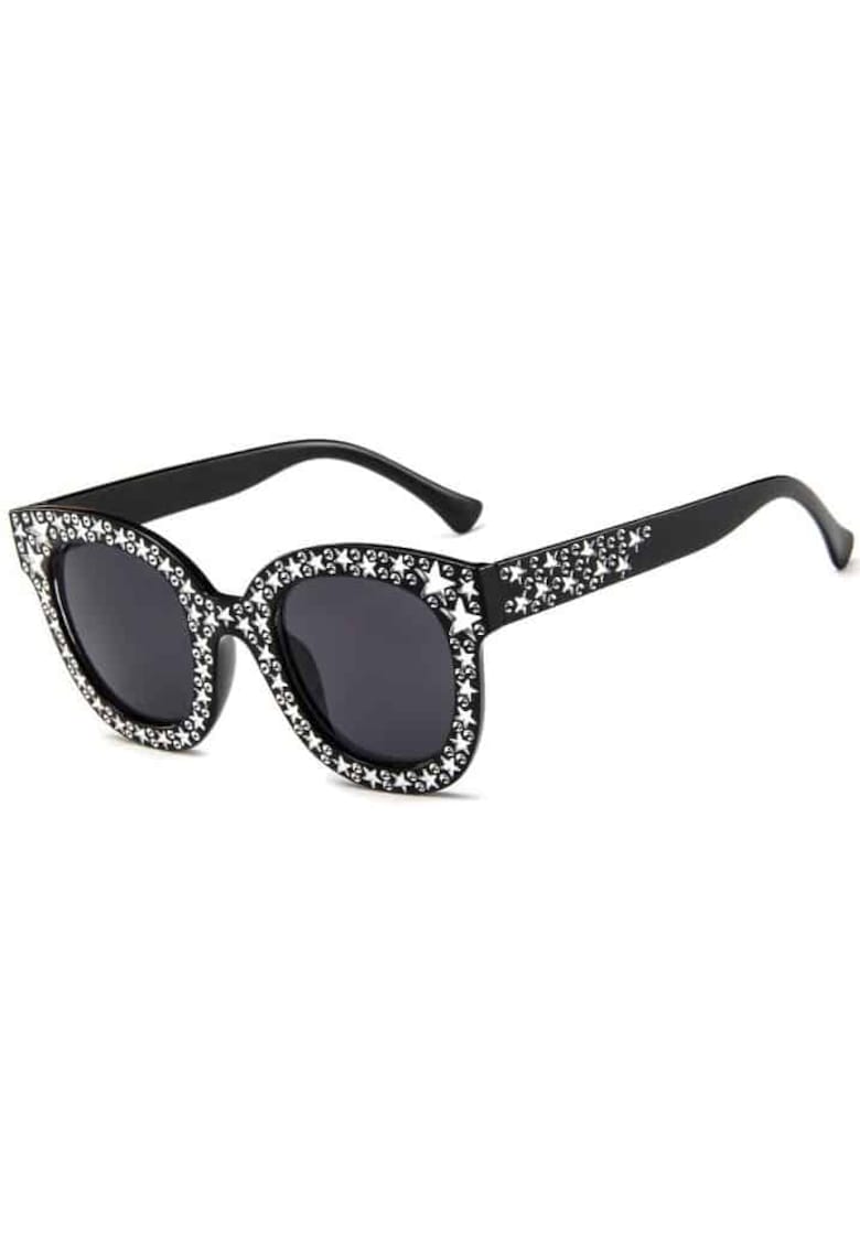 Ochelari de soare - negri - stelute argintii - cat-eye - Jenipher C3 -