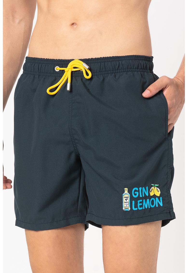 Pantaloni scurti de baie cu snur in talie si imprimeu Gustavia fashiondays.ro imagine noua gjx.ro