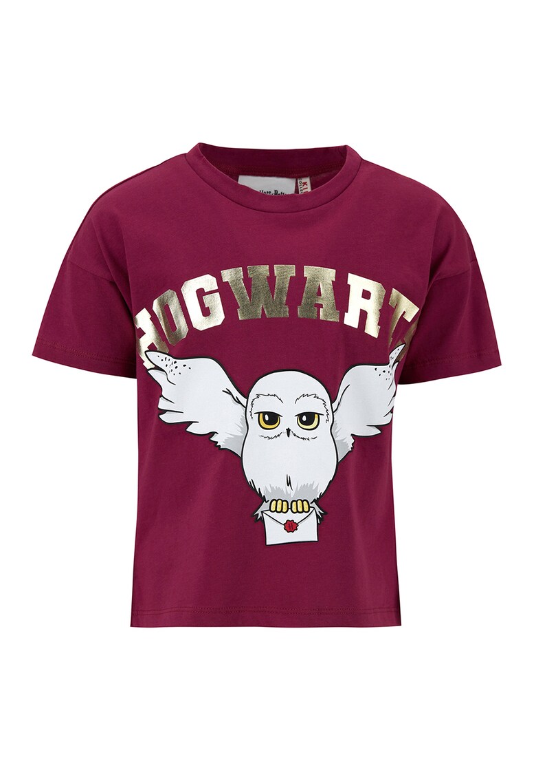 Tricou cu decolteu la baza gatului si imprimeu Harry Potter