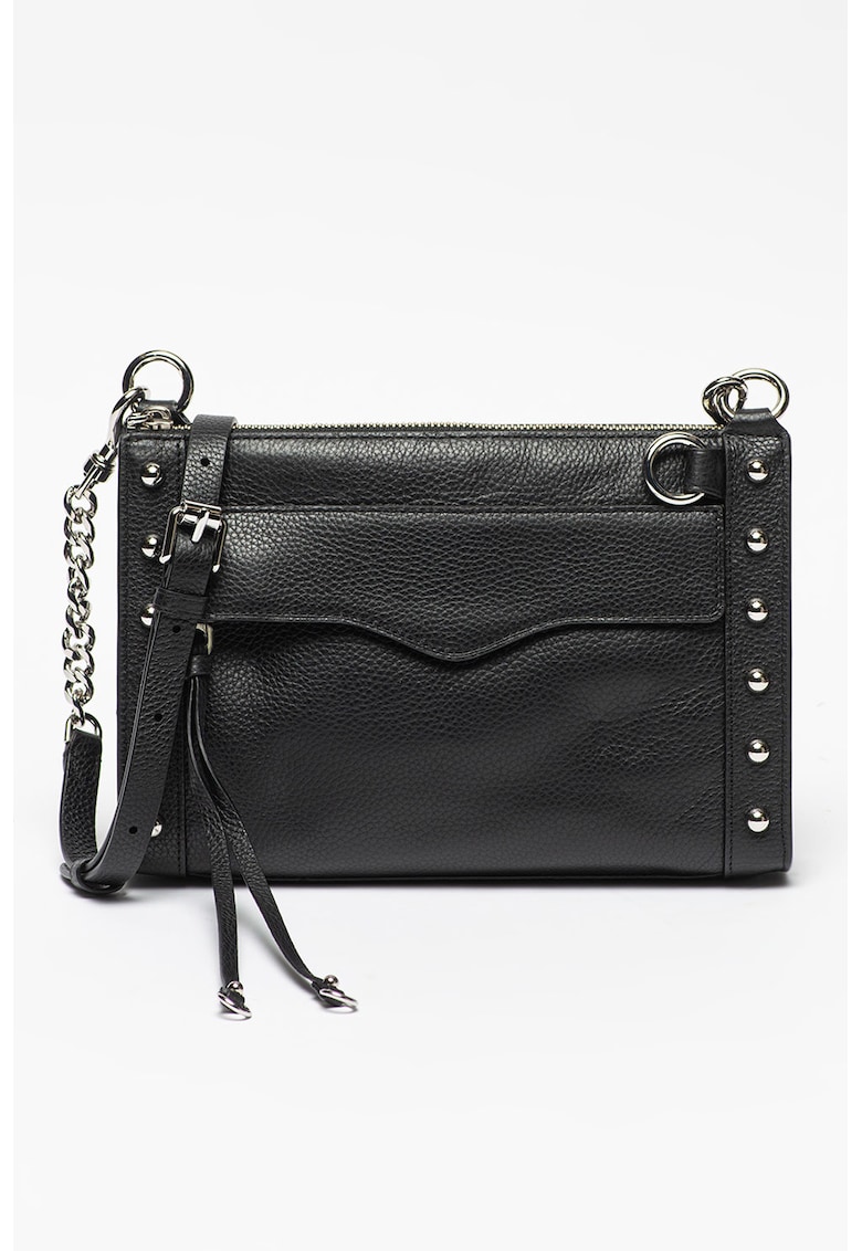 Geanta crossbody de piele cu bareta din lant Mab