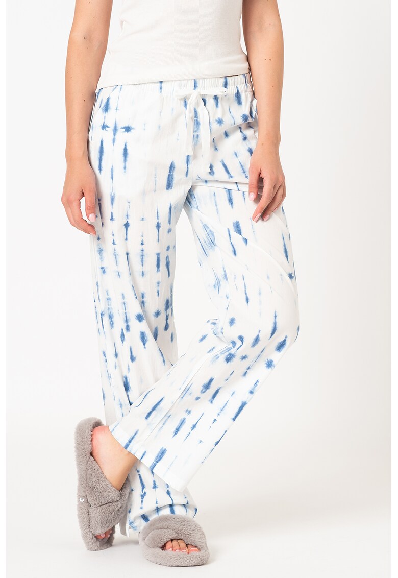 Pantaloni de pijama cu imprimeu si snur de ajustare in talie