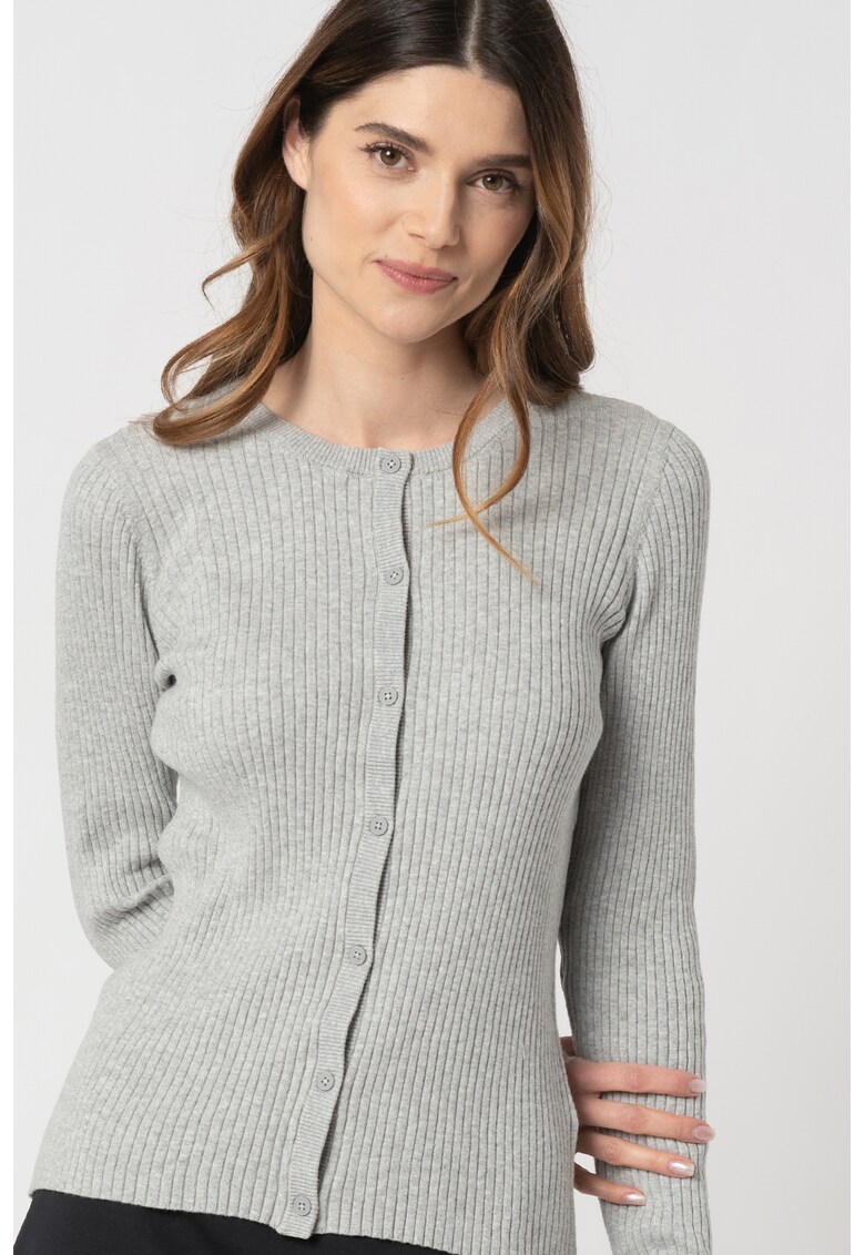 Cardigan din bumbac organic cu aspect striat