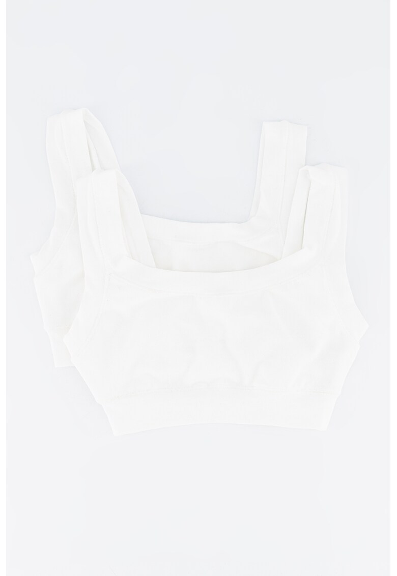 Set de topuri regular fit crop din amestec de bumbac organic - 2 piese - Alb