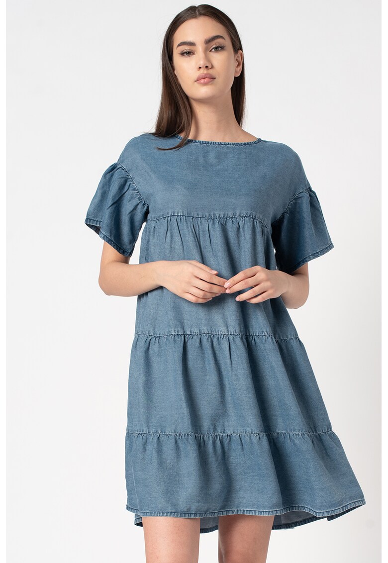 Rochie mini din lyocell cu volane