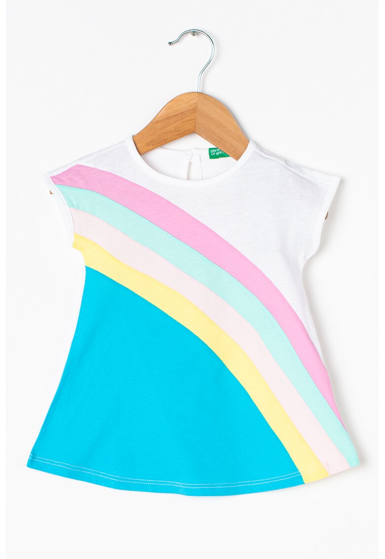 Rochie din jerseu cu croiala in A si model colorblock