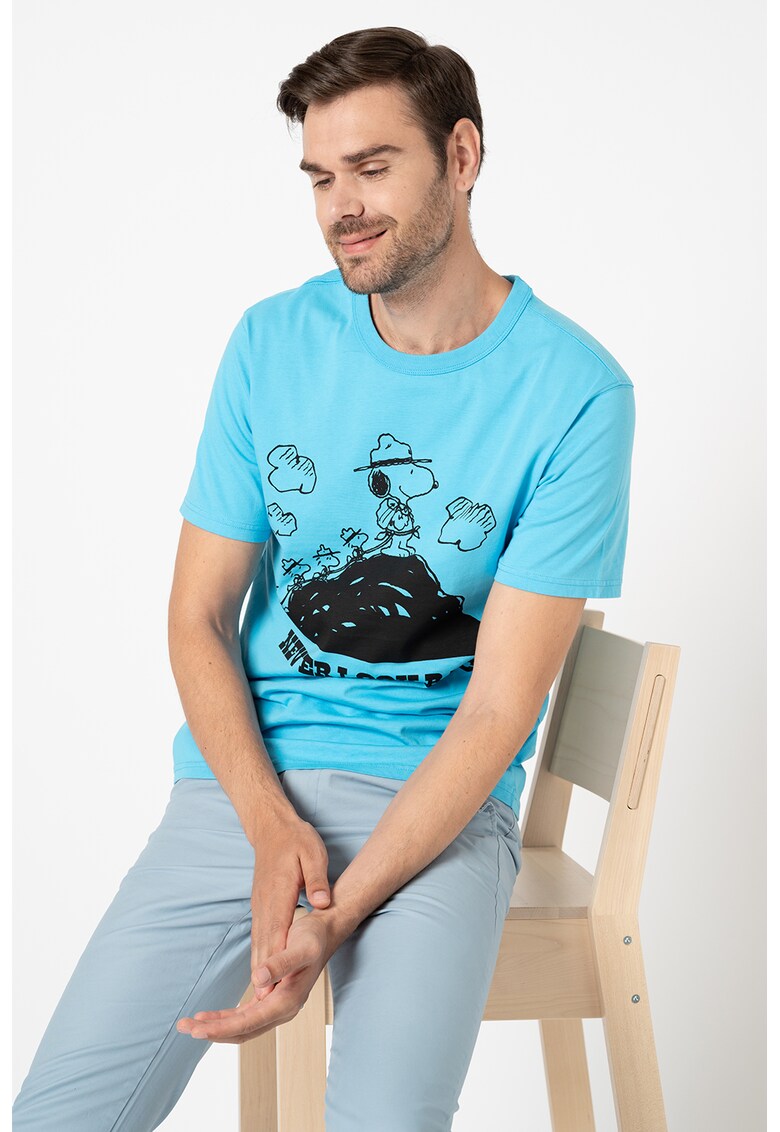 Tricou cu decolteu la baza gatului si imprimeu cu Snoopy