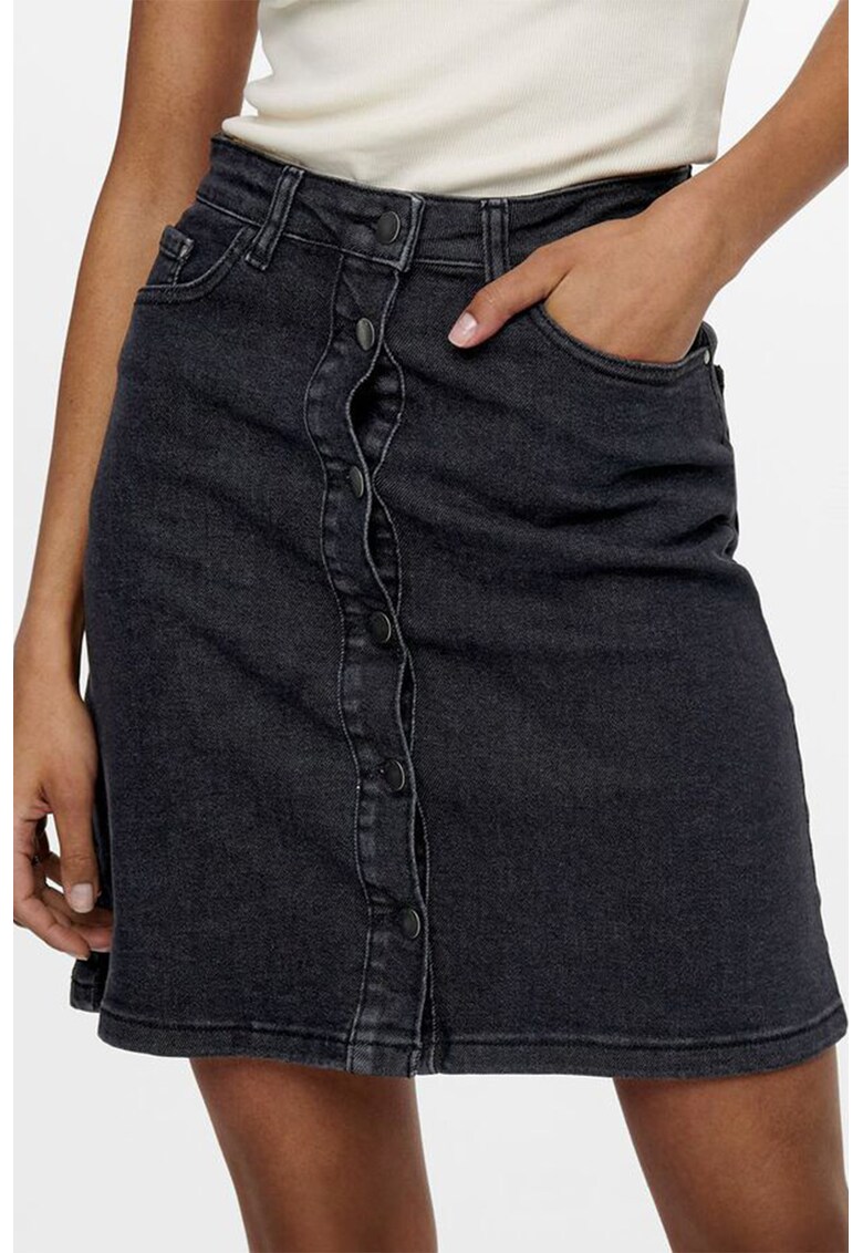 Fusta mini din denim cu nasturi