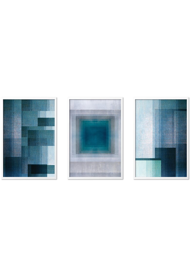 Set 3 tablouri 40×60 cm Abstract Blue fashiondays.ro