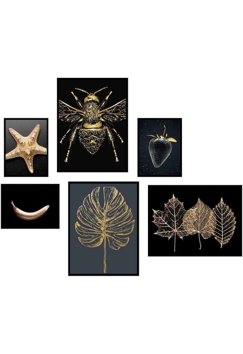 Set 6 tablouri decorative Gold Star fashiondays.ro imagine 2022 13clothing.ro
