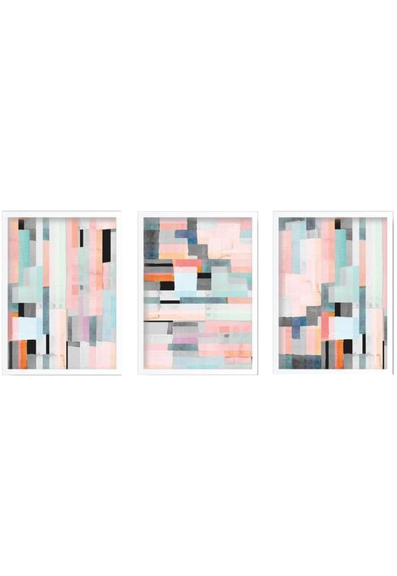 Set 3 tablouri decorative Geometric Pink 2023 ❤️ Pret Super fashiondays imagine noua 2022
