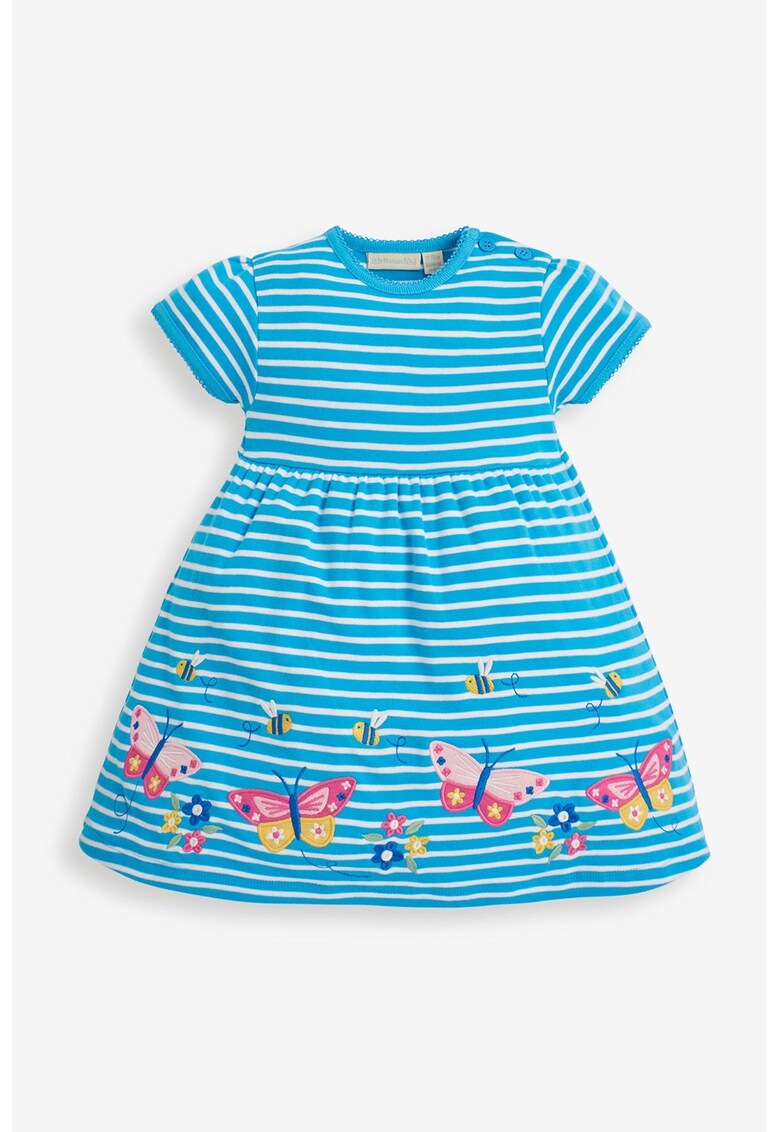 Rochie de bumbac cu dungi si fluturi