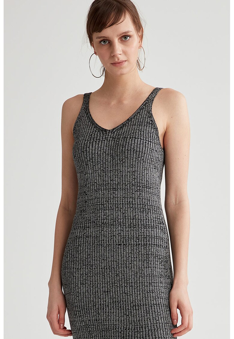 Rochie tubulara cu striatii si slituri laterale