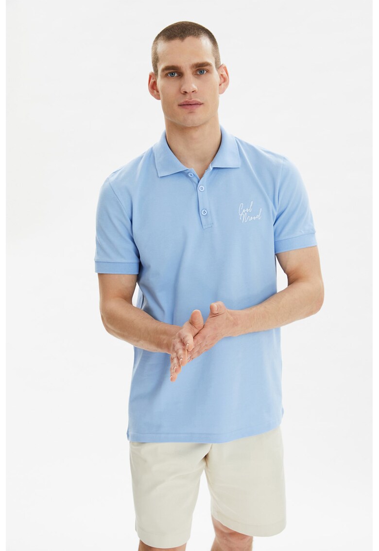 Tricou polo de bumbac cu broderie pe piept