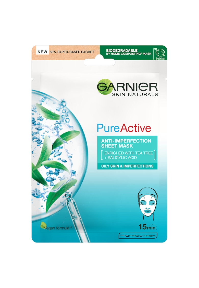 Masca servetel  Skin Naturals Pure Active anti-imperfectiuni si hidratare - 23 g