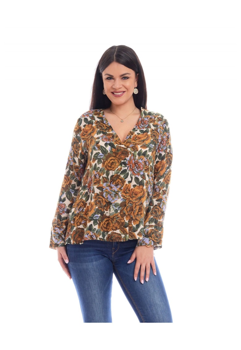 888132646-Bluza Dama Pliu cu Imprimeu Floral Maro 888132646-Bluza Dama Pliu cu Imprimeu Floral Maro