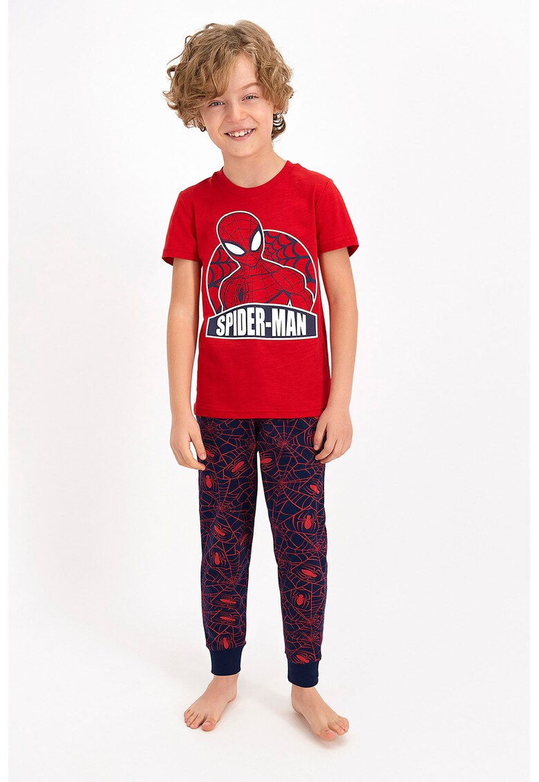 Pijama cu decolteu la baza gatului cu imprimeu SpiderMan