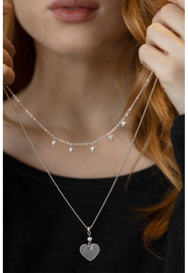 Colier cu siraguri multiple – placat cu argint si perle de apa dulce fashiondays imagine noua