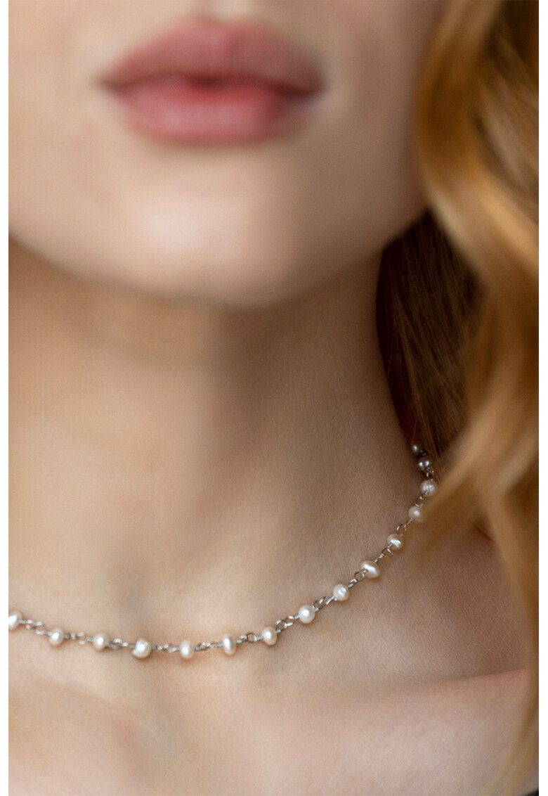 Colier placat cu argint si decorat cu perle fashiondays imagine noua