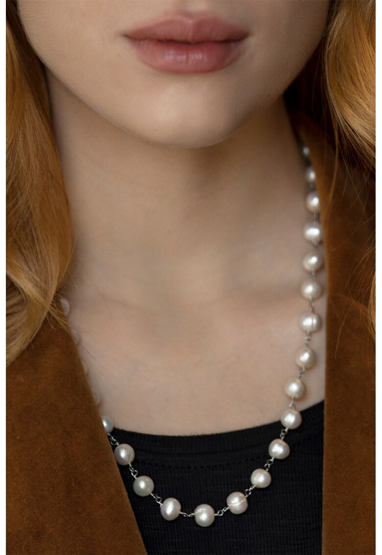 Colier placat cu argint si decorat cu perle fashiondays imagine noua
