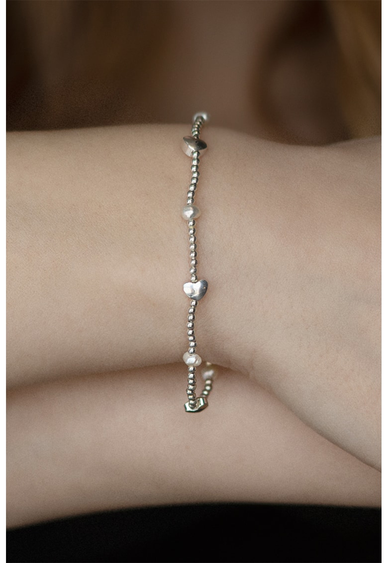Bratara placata cu argint si talismane cu perle de apa dulce ACCESORII/Bijuterii imagine noua