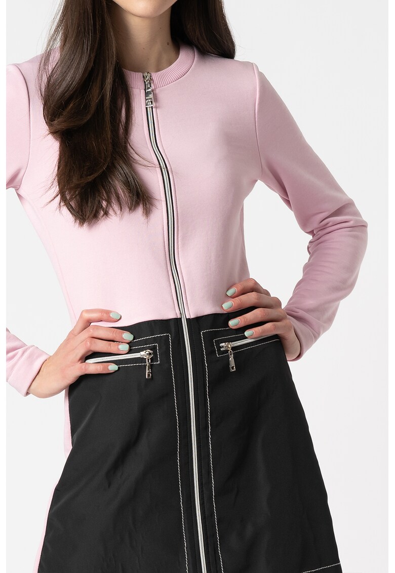 Rochie mini cu croiala A si segment contrastant