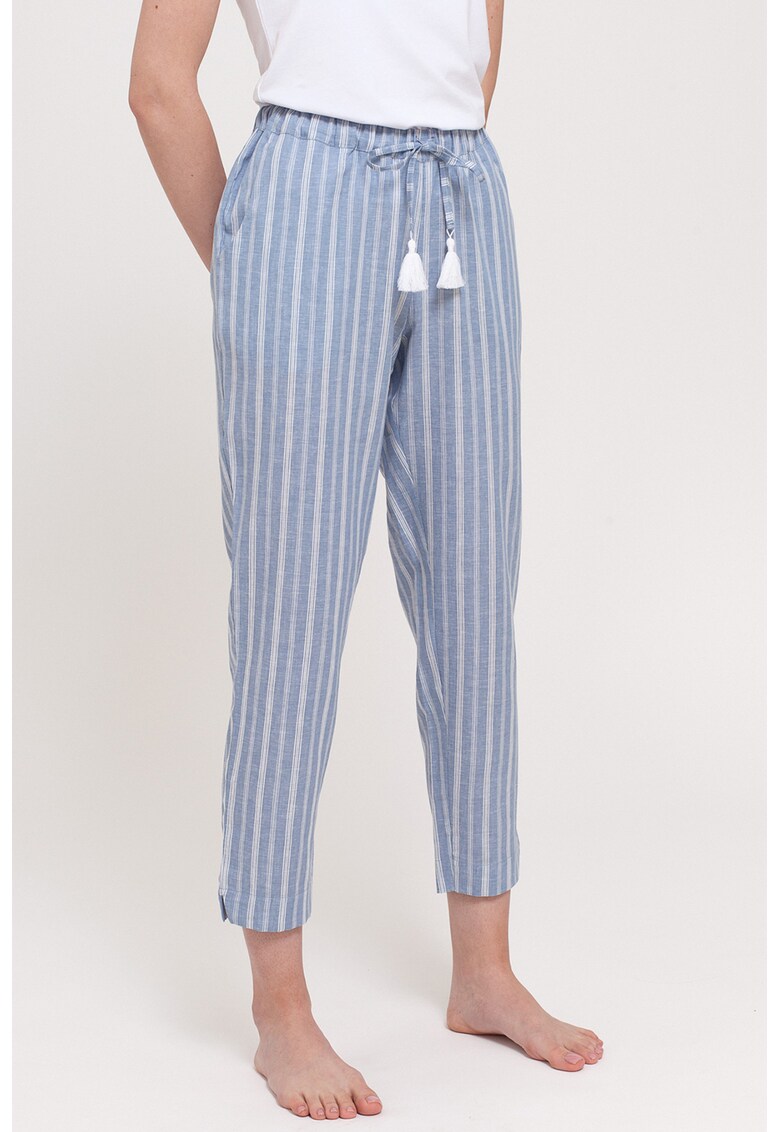 Pantaloni crop de pijama din amestec de in Cool Flax