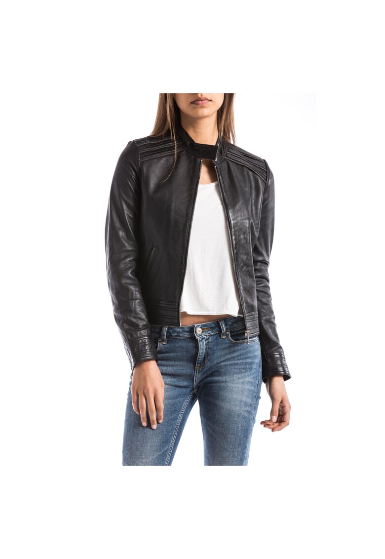 Jacheta din piele ecologica Iriri - Cu fermoar - Negru - Negru